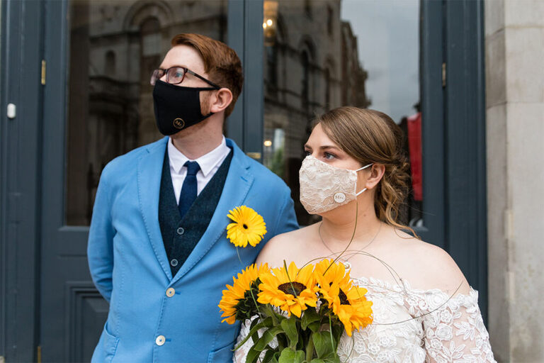 Covid 19 wedding with masks ireland