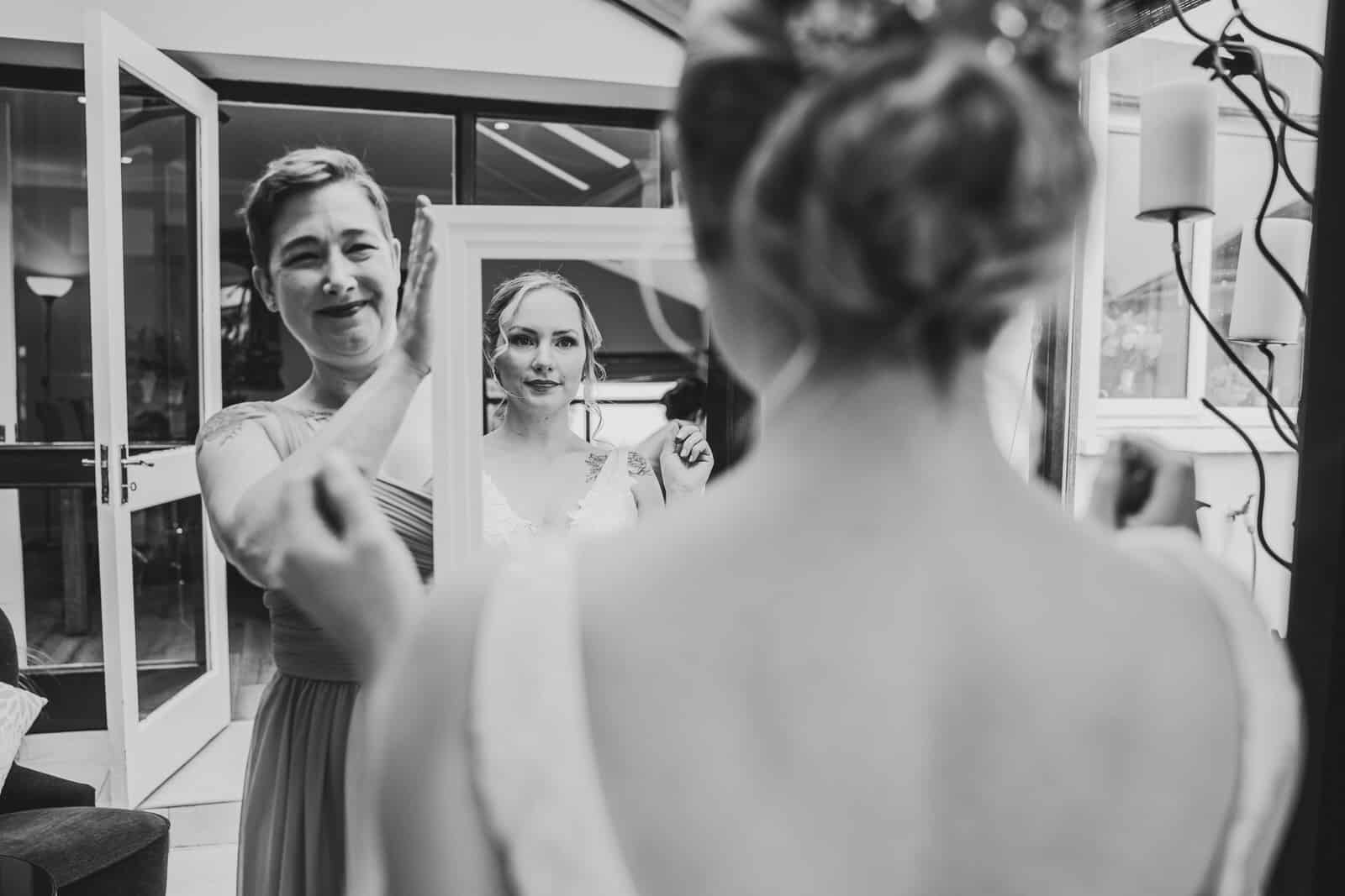 Bride seeing herself for the first time