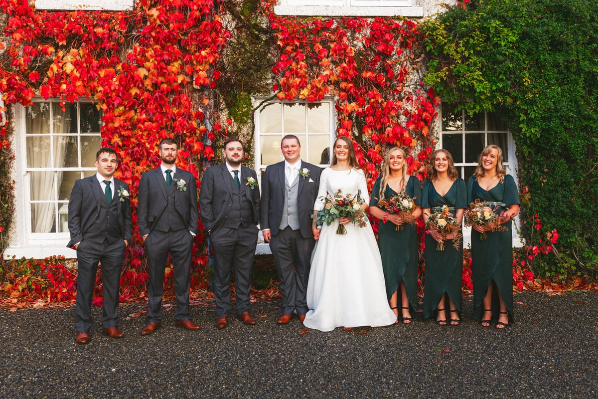 Bridal party at Autumn Rathsallagh House Wicklow Wedding
