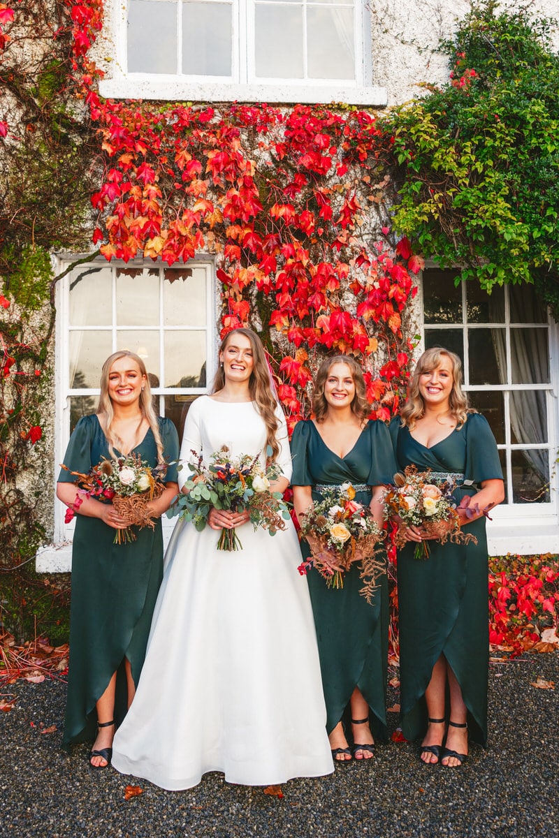 bridesmaids at Autumn Rathsallagh House Wicklow Wedding