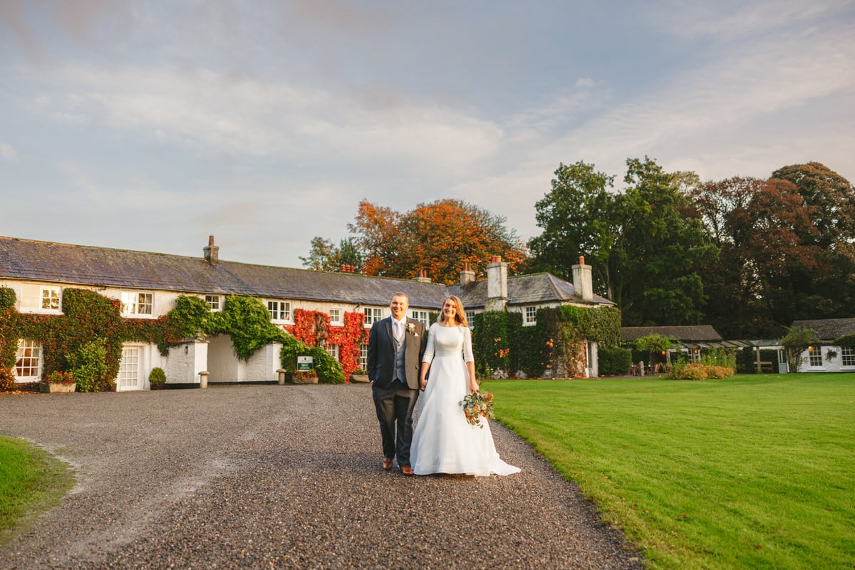 Couples portraits at sunset at Rathsallagh House Wicklow Wedding