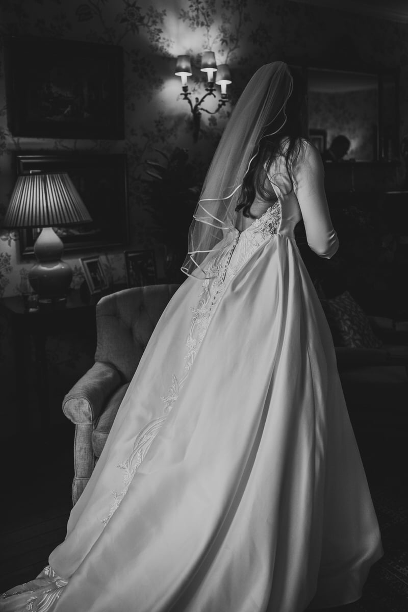 Brides dress from behind at Rathsallagh House Wicklow Wedding